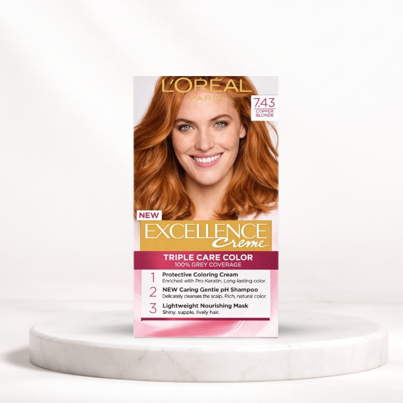 L'Oréal Excellence Crème Hair Color – 7.43 Copper Blonde
