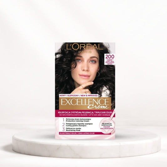 L'Oréal Excellence Crème Hair Color – 200 Darkest Brown