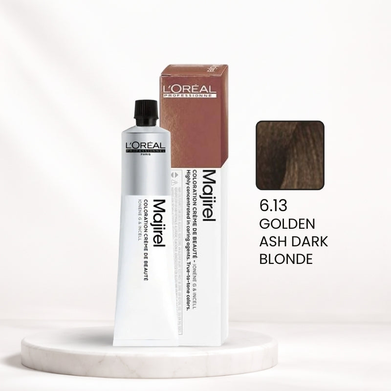 L'Oréal Majirel Color Tube – 6.13 Golden Ash Dark Blonde