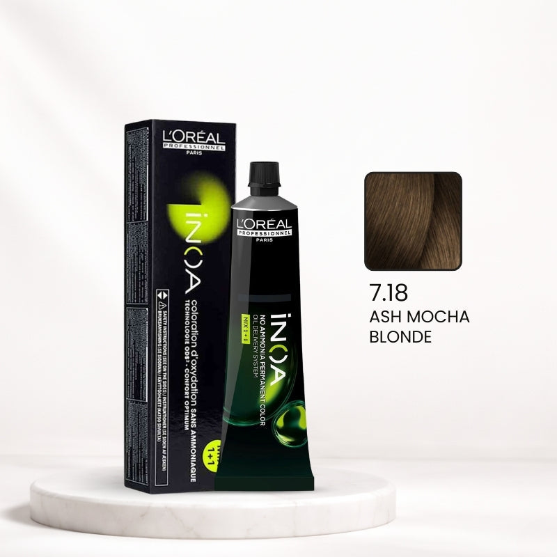 L'Oréal INOA Color Tube – 7.18 Ash Mocha Blonde