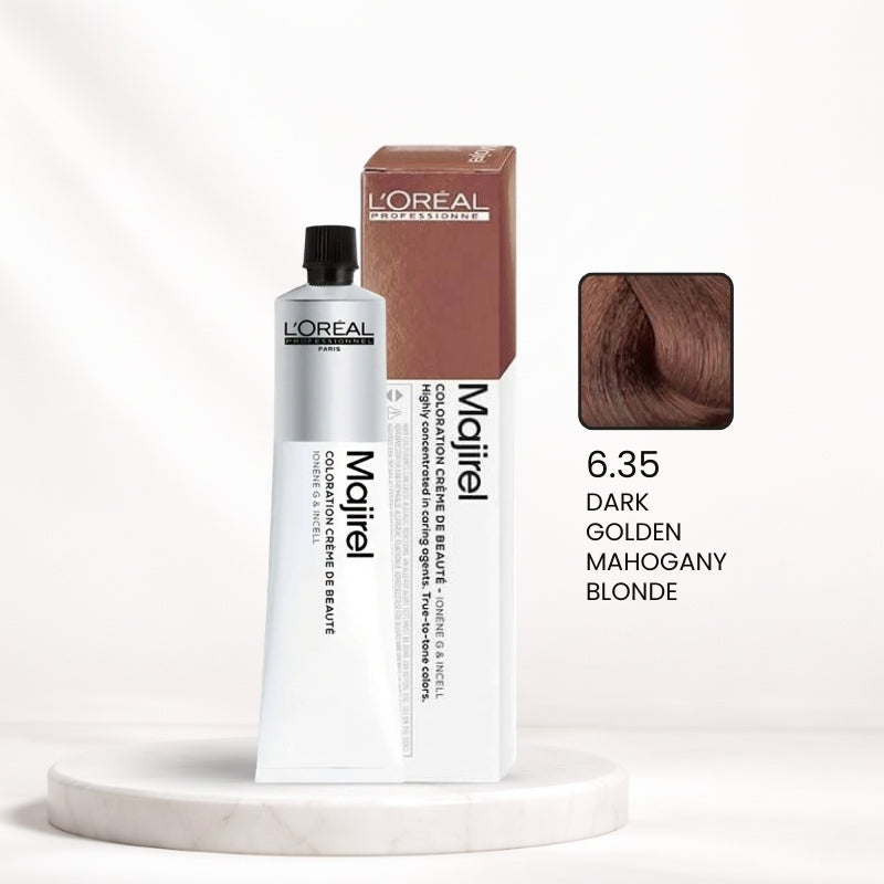 L'Oréal Majirel Color Tube – 6.35 Dark Golden Mahogany Blonde