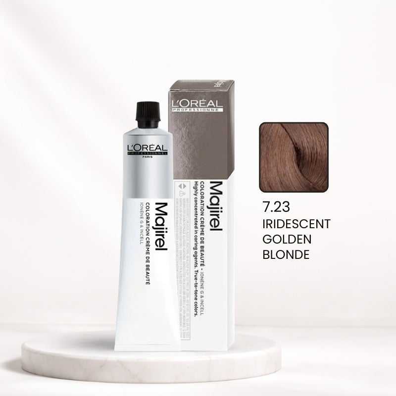 L'Oréal Majirel Color Tube – 7.23 Iridescent Golden Blonde