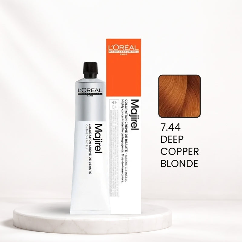 L'Oréal Majirel Color Tube – 7.44 Deep Copper Blonde